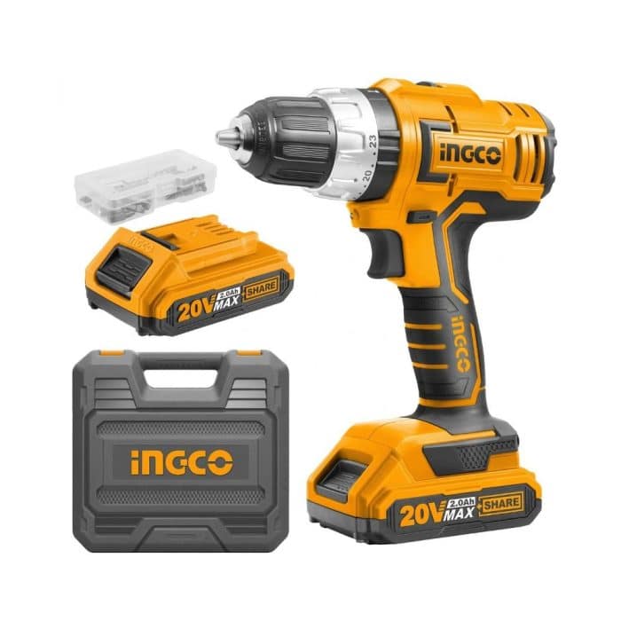 Ingco 20V Lithium Ion Impact Drill with Case — QBM Hardware Phoenix Mauritius