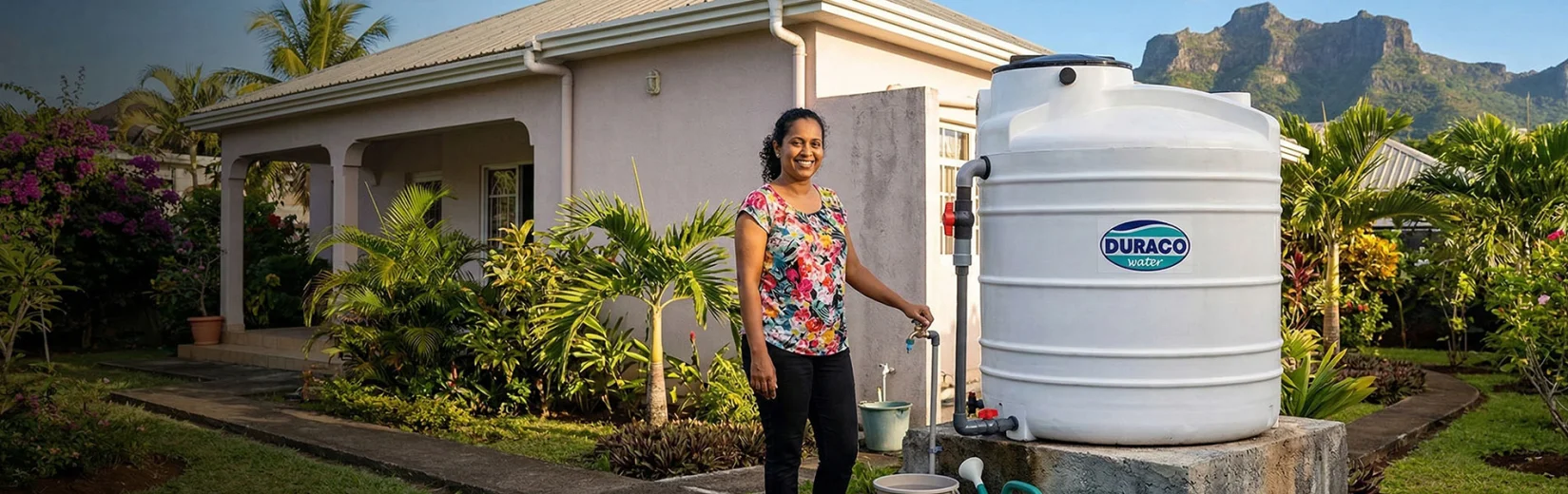 Duraco water tank installed at home in Mauritius